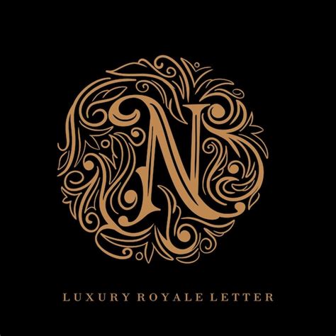 Logotipo ornamento círculo real luxo letra n Vetor Premium