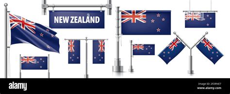 Vector set of the national flag of New Zealand in various creative ...