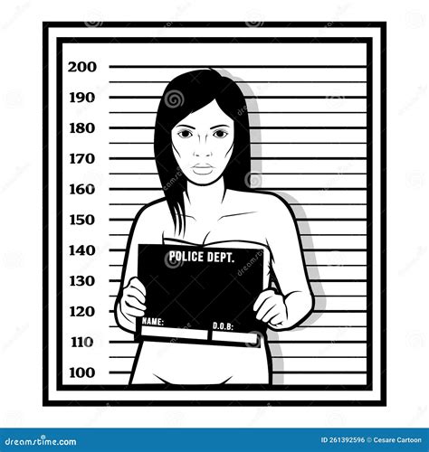 Thin Line Woman Crime Mugshot Stock Vector Illustration Of Woman