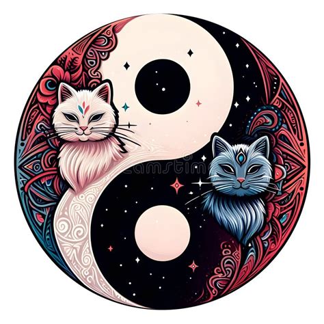 Yin Yang Cats Boho Style Stock Illustration Illustration Of Watercolor