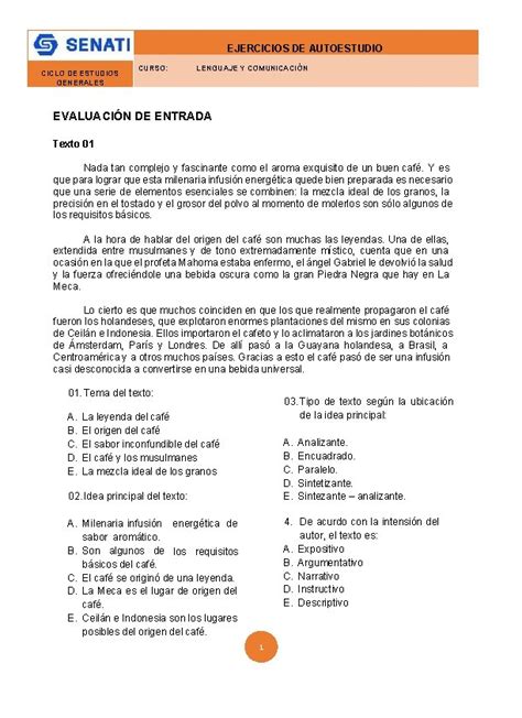 Ejercicios De Autoestudio Ciclo De Estudios Generales Curso