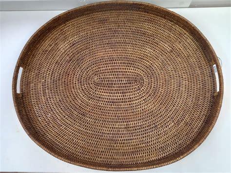 Bandeja Gg Oval De Rattan Natural Cac Saadi Home D Cor