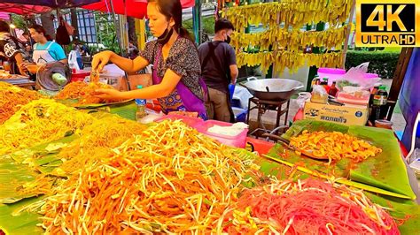 Street Food Bangkok Thailand Rama 9 Food Stalls Youtube