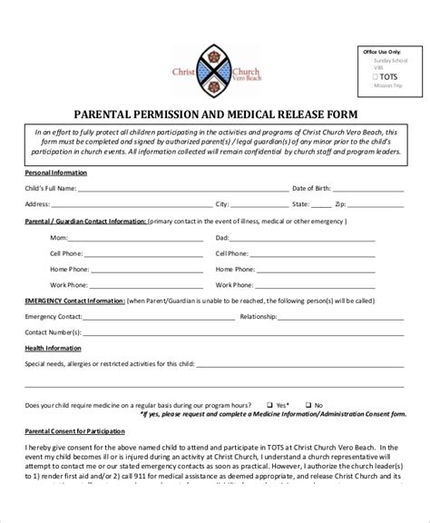 Free 10 Sample Parental Release Forms In Ms Word Pdf