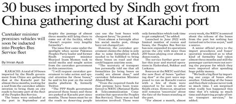 Dawn Epaper Dec Buses Imported By Sindh Govt From China