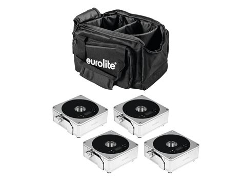 EUROLITE Set 4x AKKU Flat Light 1 Chrome Soft Bag Su Mondospettacoli