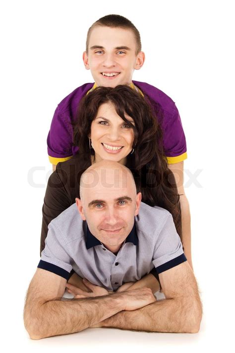 Lykkelig Familie Med En Teenager Stock Foto Colourbox