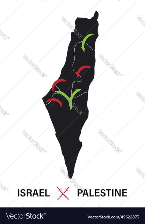 War between israel and palestine maps Royalty Free Vector