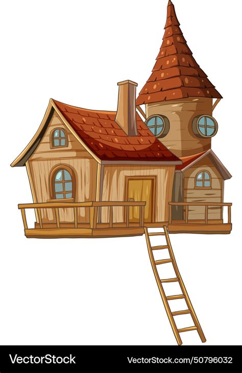 Cartoon-style treehouse with whimsical design Vector Image