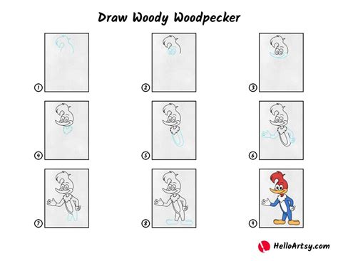 Draw Woody Woodpecker Helloartsy