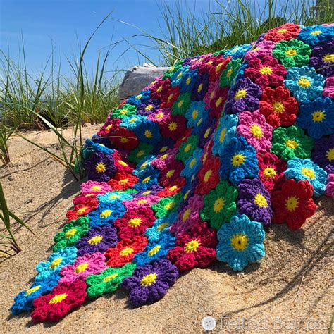 Blanket Crochet Pattern Waikiki Wildflower Colorful Etsy