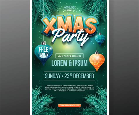 Christmas Party Poster Template Vector Art And Graphics