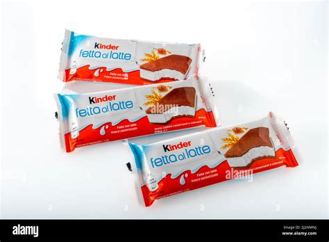 Alba Italy March 28 2022 Package Of Kinder Fetta Al Latte Ferrero Snack Sponge Cake Filled