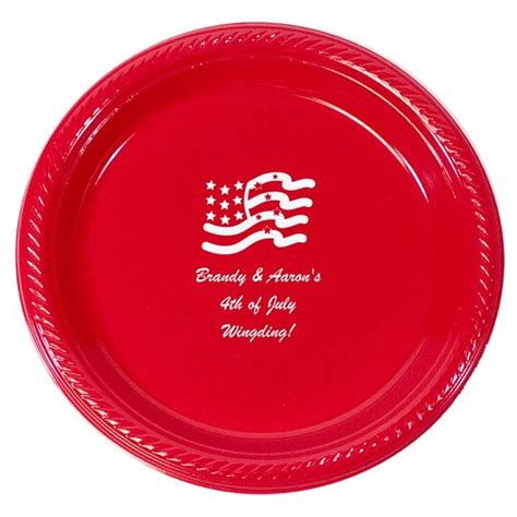 Personalized American Flag Plastic Plates