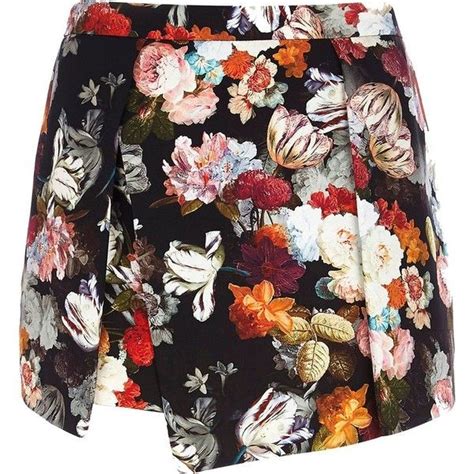 River Island Black Floral Skort Floral Print Skirt Black Floral Clothes