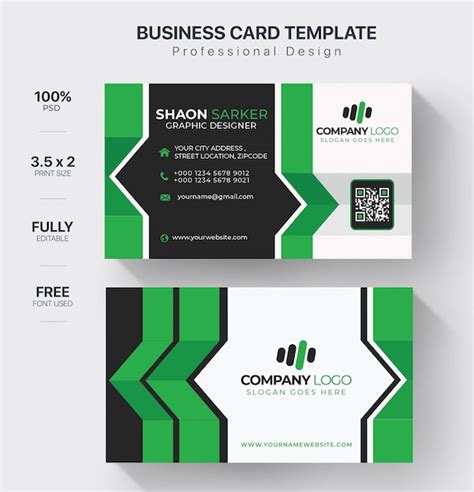 Premium PSD A Set Of Business Cards With A Green And Black Background