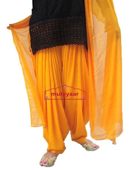 Saffron Patiala shalwaar + Matching Dupatta from Patiala City - muteyaar.com