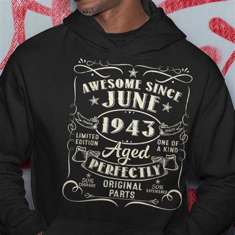 80 Year Old Awesome Since June 1943 80th Birthday Hoodie Mazezy