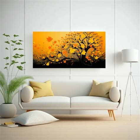 Cuadro Decorativo Estilo Galería árbol Tropical Amarillo Y Naranja Neo