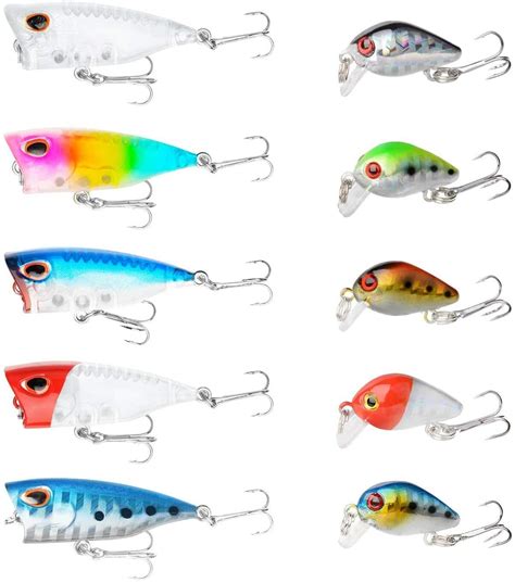 10 Pcs Topwater Fishing Lures Bass Sunday Pro Poppers Fishing Lure