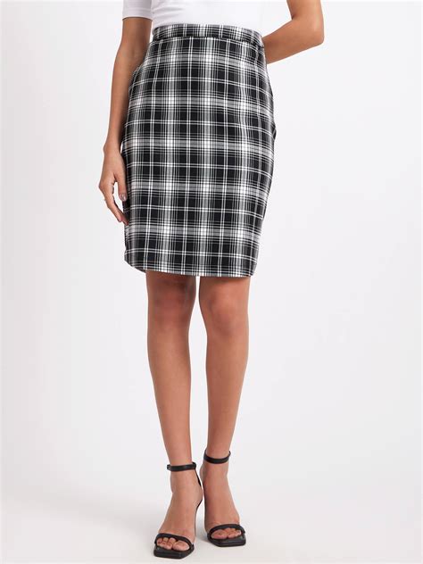 Buy Black And White Checkered Straight Fit Skirt Online Fablestreet