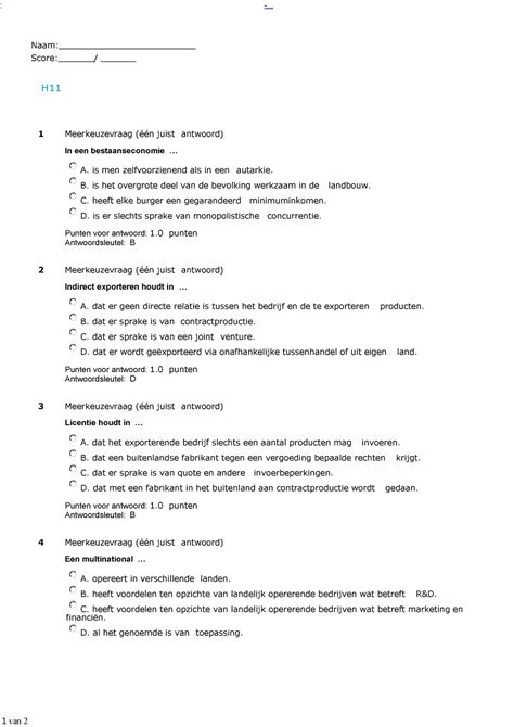 Proef Oefen Tentamen 2016 Vragen En Antwoorden MK H11 1 Van 2