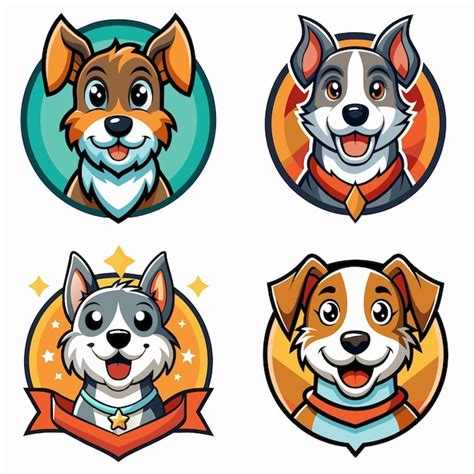 Conjunto De Dise Os De Logotipos De Perros De Dibujos Animados Vector