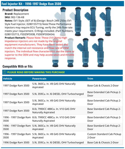 1996 1997 Dodge Ram 3500 Fuel Injector Replacement 902 136 K8