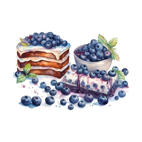 Premium Vector Watercolor Blueberry Cake Clipart