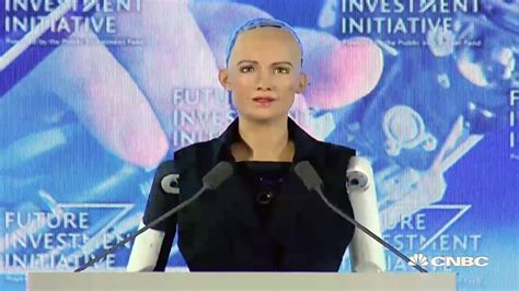 Humanoid Robot 'Sophia' Speaks at Future Investment Initiative During a Live Interview