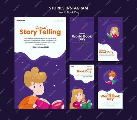 Premium Psd Collection Of World Book Day Instagram Stories