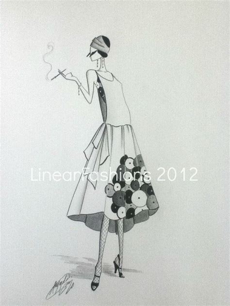 1920s Fashion Illustrations Fashion Illustration 1920s Art Deco Flapper By Linearfashions 37