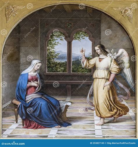 Ancient Painting of the Annunciation Editorial Image - Image of ...