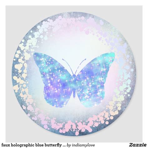 A Blue Butterfly Sitting On Top Of A White Circle