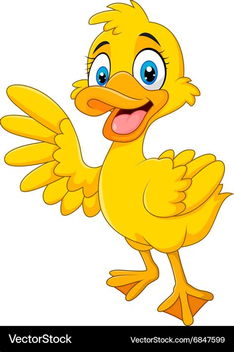 Cartoon Funny Duck Waving Hand Isolated Royalty Free Vector