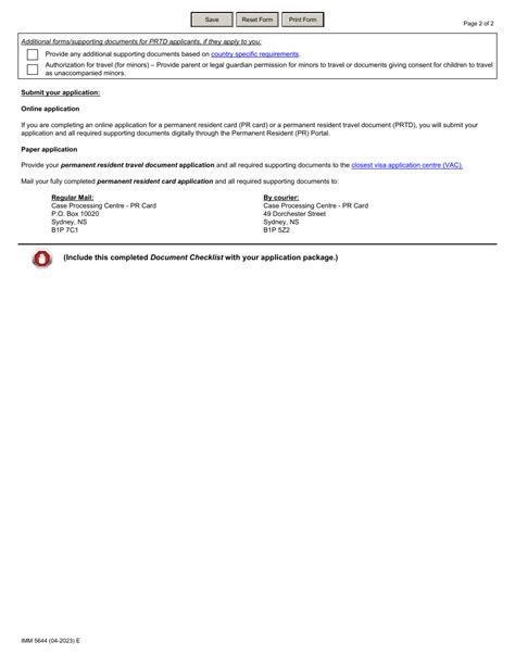 Form Imm5644 Download Fillable Pdf Document Checklist Application For