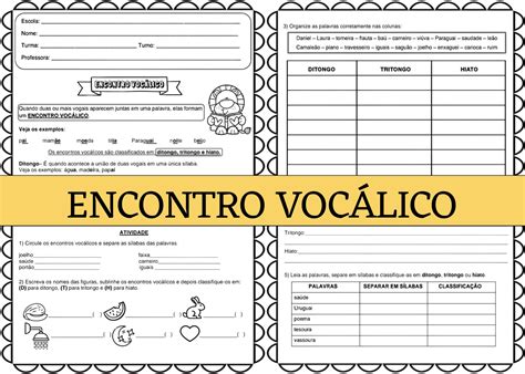 Atividade Com Encontro Vocalico 1 Ano