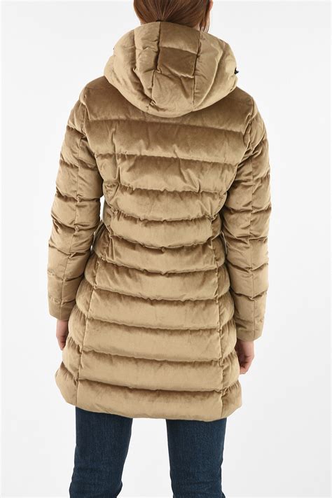 Blauer piumino in velluto con zip frontale donna - Glamood Outlet