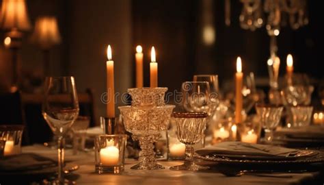 Luxury Candlelight Celebration on Elegant Dining Table Generated by AI ...