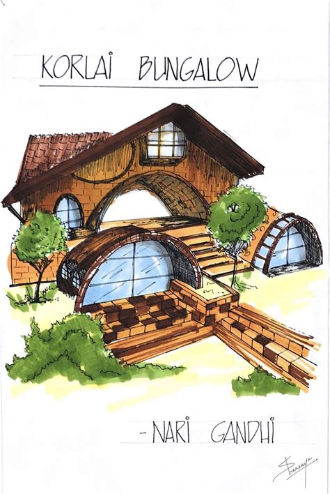 Korlai Bungalow, Alibag - Traditional Indian Architecture Sketch