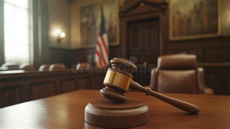 Brown Wooden Gavel on a Judge S Bench in a Courtroom Stock Photo ...