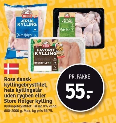 Rose Dansk Kyllingebrystfilet Hele Kyllingel R Uden Rygben Eller Store