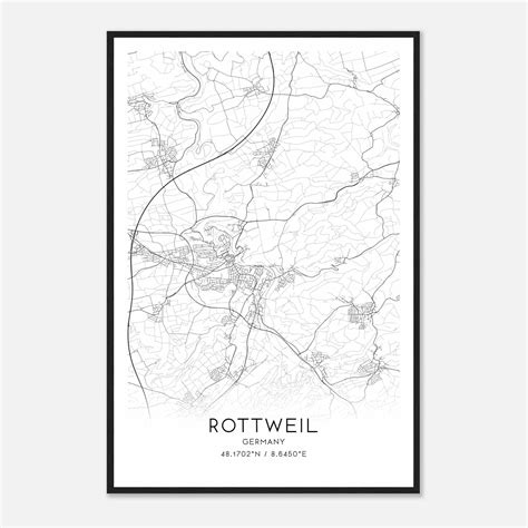 Rottweil Germany Map Poster, Modern Home Decor Wall Art Print - Custom ...