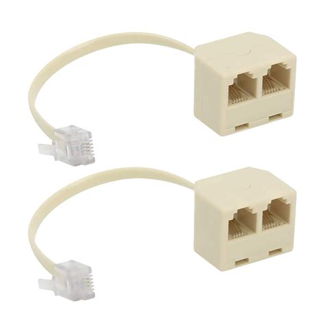 Uvital Two Way Telephone Splitters Male To 2 Female Converter Cable