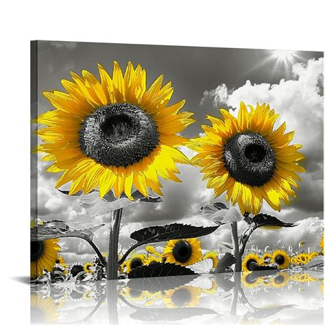 JEUXUS Wall Art Decor Sunflower Canvas Wall Art Giclee Modern Home