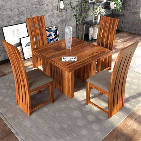 Adichwal Furniture Solid Sheesham Wood Seater Dining Table Set With