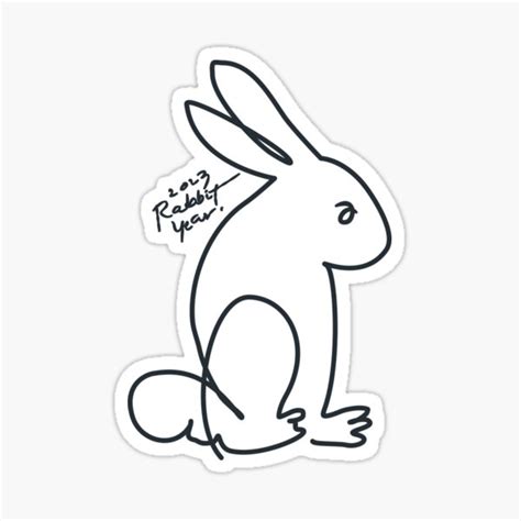 Abstract One Line Drawing Rabbit 2023 Year Of The Rabbit Sticker For Sale By Kennstyl Redbubble