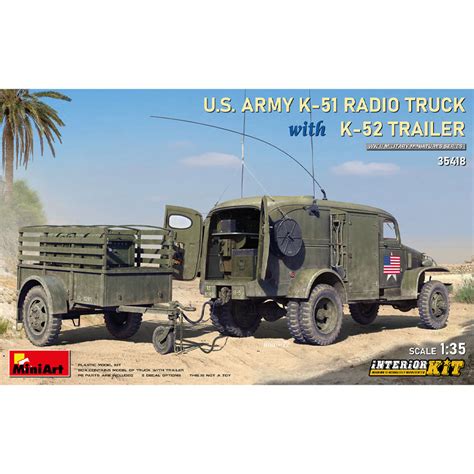 Miniart 35418 1/35 US Army K-51 Radio Truck w/ K-52 Trailer