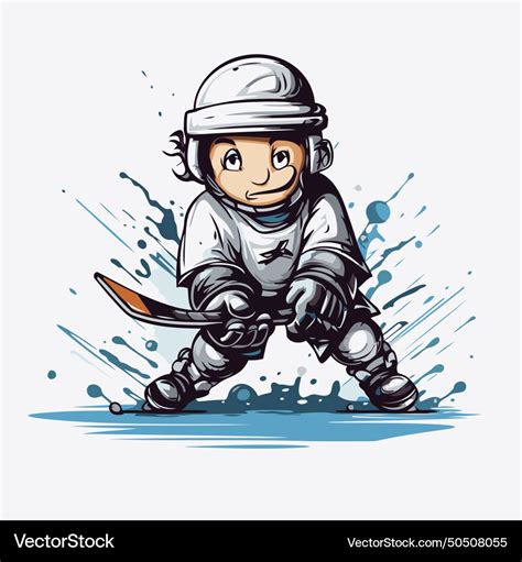 Cartoon ice hockey player Royalty Free Vector Image