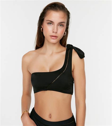 Buy Trendyol One Shoulder Tie Detailed Bikini Bra In Black 6thStreet